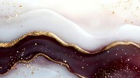 Luxurious abstract background with dark burgundy and white waves decorated with gold glitter splashes and sparkles. Elegant marble texture for luxury design projects.