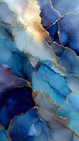 Abstract blue marble texture with gold veins and cracks. Luxury fluid art background for modern interior design, wallpaper and decorative projects.