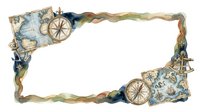 Vintage nautical frame with antique compass, old maps, and maritime elements on transparent background, ready for design projects.