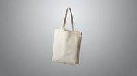 Blank beige canvas tote bag with brown handles isolated on gray background for mockup design and branding projects.