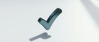 Teal checkmark symbol with shadow on white background, isolated design element for web, app, and marketing materials.
