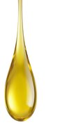 Golden yellow oil droplet isolated on white background, suitable for cosmetic, skincare, wellness and culinary design projects.