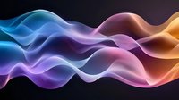 Colorful flowing smoke waves in blue, purple, pink and orange create dynamic abstract background with smooth gradient transitions and fluid motion effect.