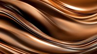 Luxurious smooth chocolate brown waves with silky flowing curves create elegant abstract background pattern. Glossy caramel swirls blend into rich mocha tones.
