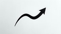 Black curved arrow pointing upward and right on white background isolated for business growth presentations and infographic design elements.