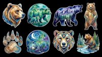 Grizzly bear head with brown fur and detailed facial features isolated on transparent background, ready for t-shirt design, clipart, stickers, sublimation and print-on-demand products.