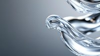 Clear liquid wave formation with dynamic flowing motion against gray background, showcasing transparency and fluid dynamics in minimalist composition.