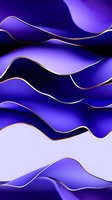 Abstract wavy layers in deep purple and blue tones with golden trim create dynamic flowing composition against gradient background. Suitable for luxury design projects.