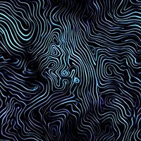 Abstract wavy lines creating topographic pattern in glowing blue and black. Seamless repeating background with organic flowing curves and contours for modern design projects.