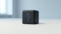 Black cube with question mark symbol on wooden desk in modern office interior representing mystery, uncertainty, and problem-solving concepts.