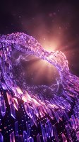 Abstract digital wave with glowing purple and pink particles flowing through space, ideal for technology, innovation, and futuristic design projects.