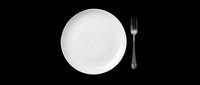 Empty white plate with fork isolated on transparent background, ready for dining design projects, menus, restaurant graphics, and culinary artwork.