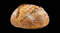 Artisan whole wheat bread loaf with crusty exterior and flour dusting, isolated on transparent background. Ready for bakery menus, food packaging, restaurant designs, print-on-demand products, and culinary graphics.