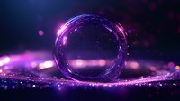 Magical crystal sphere on glittering purple surface with bokeh lights and mystical glow effect, creating ethereal atmosphere for fantasy and spiritual designs.