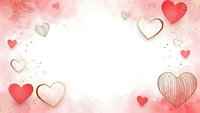 Romantic pink Valentine's Day background with decorative hearts and floral elements creating elegant frame for love-themed designs and greeting cards.