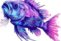 Vibrant watercolor-style fish in neon blue and pink hues with detailed fins and scales, perfect for modern wall art, tattoo designs, or creative marine-themed projects.