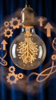 Vintage light bulb with glowing circuit board filament symbolizing innovation and technology solutions for business growth and digital transformation concepts.