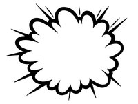 Comic explosion cloud with jagged edges on white background, isolated graphic element for action scenes and dynamic visual effects.