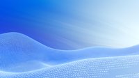 Abstract digital wave pattern with dots and particles flowing on blue gradient background, modern technology concept for presentations and web design.