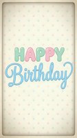 Pastel polka dot background with colorful Happy Birthday text in green, pink, and blue lettering. Isolated design element ready for greeting cards, invitations, and celebrations.