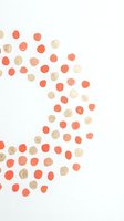Coral and gold confetti scattered on white background for party celebration decoration and festive event design projects.