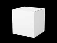 White blank square cardboard box isolated on transparent background, ready for branding mockups, packaging design, print on demand, and product presentation clipart.