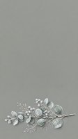 Delicate silver-toned decorative branch with crystalline leaves and beaded accents on neutral background. Suitable for wedding designs, invitations, and elegant branding projects.
