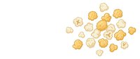Golden popcorn kernels scattered on white background, perfect for snack food designs, movie themes, and culinary projects.