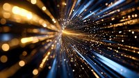Abstract light burst with golden and blue streaks radiating from center creating dynamic motion effect for technology and energy concepts.