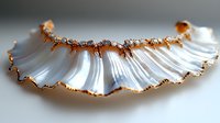 Translucent shell-shaped resin art with copper metallic accents and organic edges, suitable for luxury home decor, jewelry display, or abstract design projects.