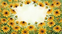Watercolor sunflower frame with yellow blooms and green leaves creating decorative border on textured background for greeting cards and invitations.