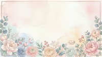 Watercolor floral border with roses, peonies, and greenery on soft pastel background. Elegant botanical frame design for invitations, cards, and wedding stationery projects.