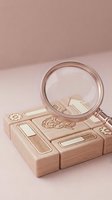 Wooden toy camera with magnifying glass on pink background for creative play and educational activities.