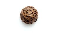 Brown rubber band ball on white background, office supplies and stationery concept isolated for easy use in graphic design projects.
