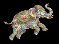 Ornate elephant with intricate floral and geometric patterns in vibrant colors, isolated on transparent background. Ready for t-shirts, stickers, clipart, sublimation, and print-on-demand designs.
