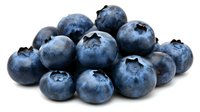 Fresh ripe blueberries in pile on white background, macro shot showing detailed texture of organic berries with natural bloom coating.