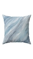 Decorative throw pillow with diagonal watercolor stripes in soft blue, gray, and white tones. Isolated on white background, ready for home decor, interior design, and product mockup applications.