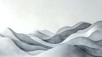Minimalist mountain landscape in monochrome watercolor style with flowing curves and layers creating a serene, misty atmosphere. Suitable for wall art and decor.