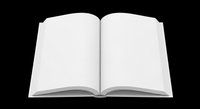 Blank open book with white pages isolated on transparent background, ready for design use on t-shirts, posters, clipart, stickers, and print-on-demand products.