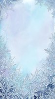 Watercolor winter background with delicate frost patterns and snowflake borders in soft purple and turquoise tones, ideal for seasonal designs and holiday projects.