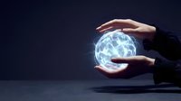 Hands holding glowing digital globe with blue light, representing global technology, connectivity, and innovation for business and environmental concepts.