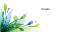 Abstract watercolor botanical elements with flowing green and blue leaves creating organic growth pattern for business presentations.