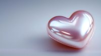 Glossy pink pearl heart on soft gradient background with delicate reflection and shadow creates romantic mood for Valentine's Day designs and love concepts.