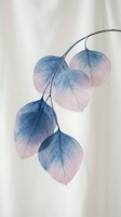 Delicate botanical illustration featuring translucent leaves in soft blue and pink gradient tones on neutral background, ideal for home decor and wellness design projects.