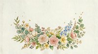 Vintage floral arrangement with roses, wildflowers and greenery on cream background. Botanical illustration for wedding invitations, greeting cards and decorative designs.
