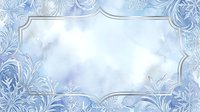 Ornate frost-inspired border frame with delicate ice crystal patterns and swirling designs in cool blue and white tones, isolated on transparent background for design projects.