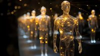 Glowing translucent human figures with network light patterns inside stand in darkness, creating futuristic atmosphere. Concept of artificial intelligence and digital consciousness.