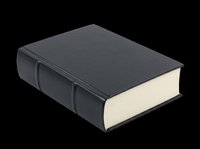 Dark leather hardcover book isolated on transparent background, ready for stickers, print on demand, T-shirt design, clipart, and sublimation projects.
