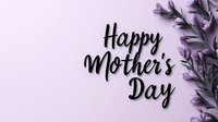 Happy Mother's Day greeting card with purple lavender flowers on soft pink background for celebration and gift design.