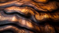 Abstract brown and gold wavy texture with organic flowing lines and rich wood grain pattern creates dramatic natural background with light and shadow play.